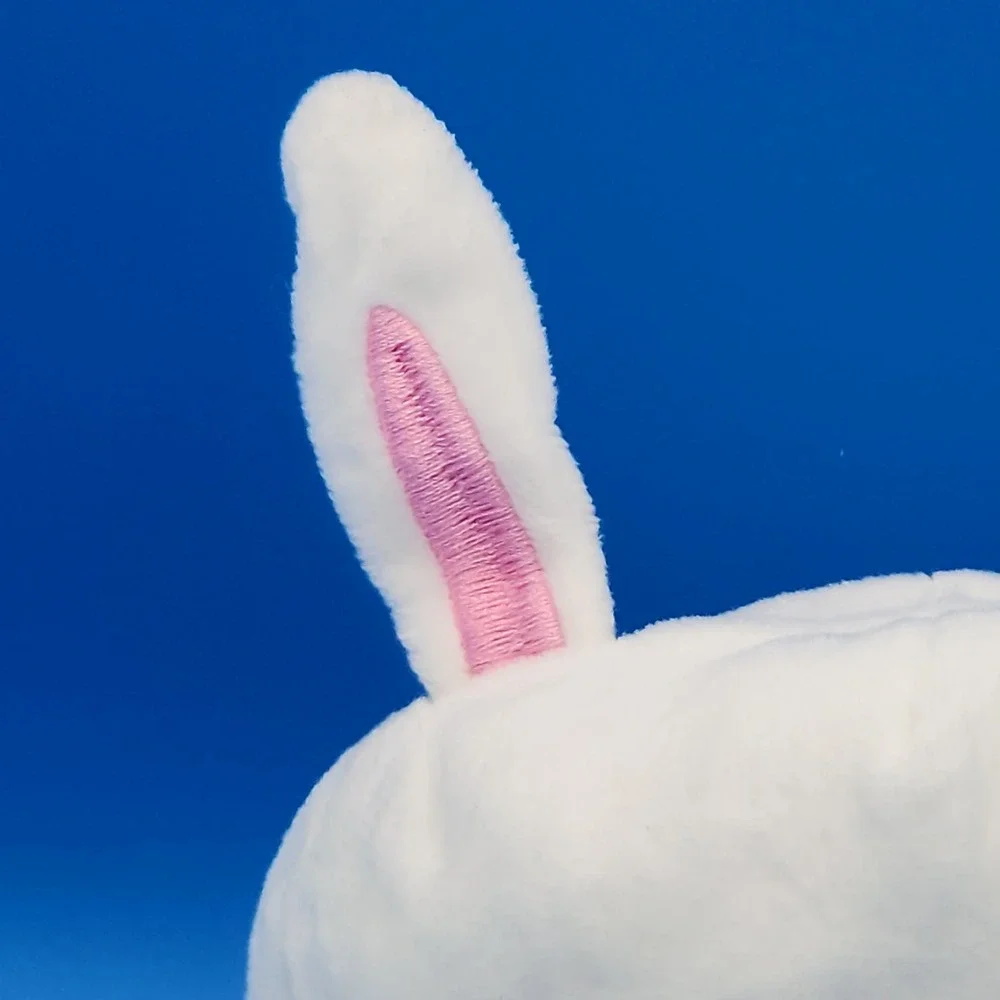 Reversible White Gray Moody‎ Happy Angry Bunny Plush Toy - CLEAN